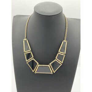 Chunky Black & Gold Geometric Necklace With Adjustable Chain Length